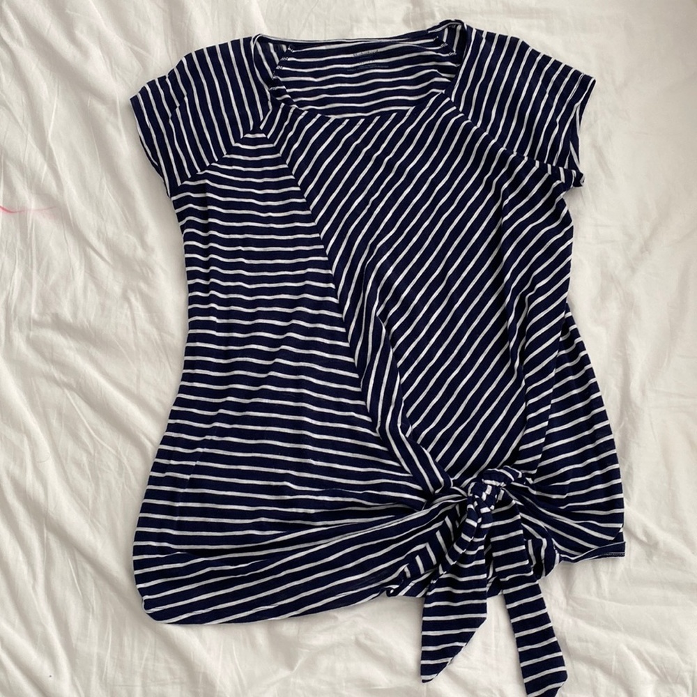 Maternity striped top w/ tie in side